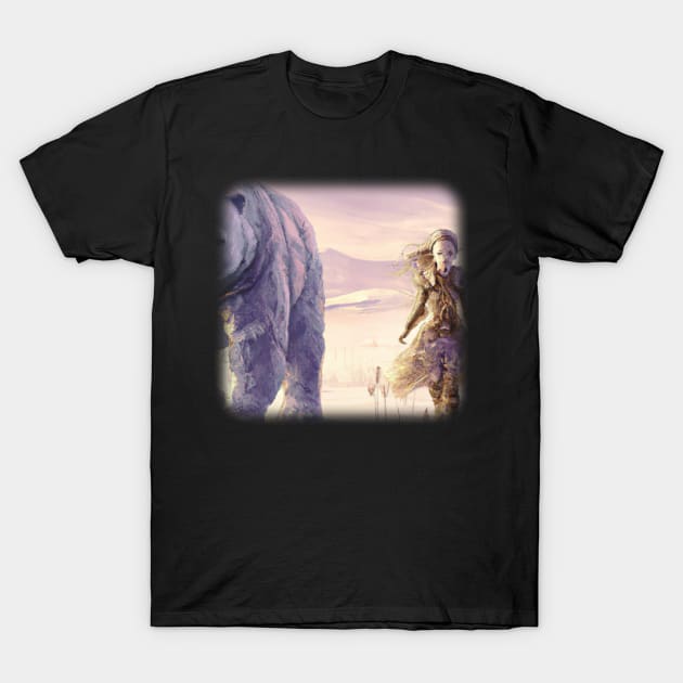 Girl in a snowy area next to a polar bear T-Shirt by Perryfranken